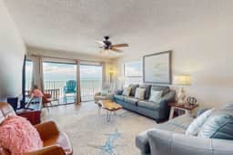 Spacious beachfront condo with lovely Gulf views balcony heated pool and AC