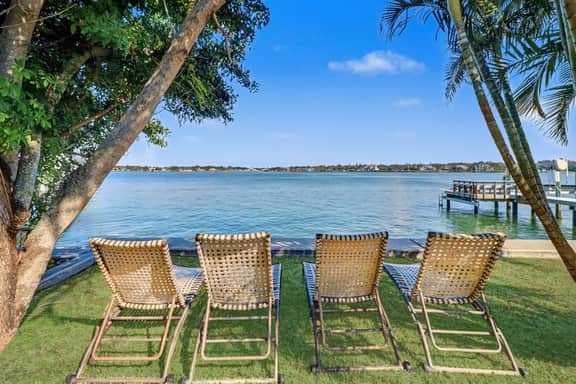 Waterfront home with deck garden WiFi and central AC dog friendly