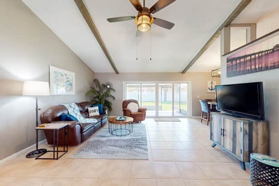 Dog friendly house with patio firepit fenced yard beach gear and AC