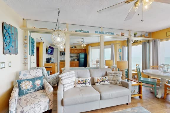 Gulf front condo with pool beach access balcony and central AC dog friendly